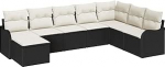 8 Teile Garten Diivan Set mit Kissen Schwarz Poly Rattan, 2-Sitzer Garten Diivan mit Kissen Schwarz Poly Rattan Gartenlounge Model3345817