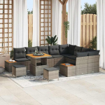 Garten-Sofa-Set mit Kissen mit Speicher 12 tk Grau Poly Rattan Diivan Gartenm?Bel Model3364903