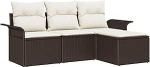 4-teiliges Garten Sofa Set mit Kissen Braun Poly Rattan, 2-Sitzer Garten Sofa mit Stauraum & Kissen Braun Poly Rattan Gartenlounge Model3353977