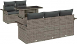 Gartensofa-Set mit Kissen mit Speicher 6 tk Grau Poly Rattan Gartenm&ouml;bel Model3356932