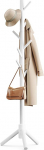 Pipishell White Freestanding Coat Tree 3 reguleeritavad suurused & 8 konksud, Stabiilne puidust mantel Stand riided, m&uuml;ts, Kasutatud magamistoas / kontoris / koridoris, valge
