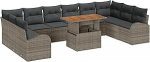 11-teiliges Garten Sofaset mit Kissen Grau Poly Rattan Gartenlounge Model3358372