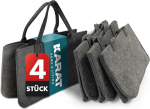 KARAT Felt Bag Shopper Wood Basket for Firewood, Robust Shopping Bag Made of Felt Universal Use Felt Basket with Handles 50 x 25 x 25 cm, Grey 30 L Vol. (Conny) (Pack of 4), charcoal, felt tote