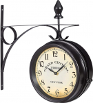 Relaxdays Station Clock kahepoolne patarei Retro New York HBT 35 x 35 x 10 cm kahepoolne seinakell Vintage Black