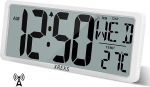 XREXS Digital Radio-Controlled Wall Clock Large, 13.46 Inch LCD HD Display, Automatic Time Setting, Calendar, Alarm Clock, Temperature and Timer Function, Loud and Clear Alarm Sound, Memory Function