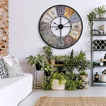 Suur Vintage seinakell Retro XXL antiikne metallist kell Roostevabast terasest suur Shabby Chic Rooma numbrid suur elutoa seinale l&auml;bim&otilde;&otilde;t 80 cm (metallist v&auml;rviline)