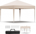 JUMMICO Gazebo 3 x 3 k&otilde;rgus reguleeritav stabiilne veekindel kokkupandav Gazebo UV kaitse 50+ Gazebo Garden Gazebo turule, aeda, &uuml;ritustele, kokkupandav telk Beige