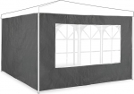 Relaxdays Side Walls for Gazebo, Set of 2, H x W 2 x 3 m, Gazebo Wall with Window, Waterproof, Side Panels, Grey