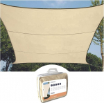 Perel Sun Shade Sail Shade Sail Sun Shade for Patio Pool Water Resistant UV Block 4 Stainless Steel O Rings 4X3M 160GSM Polyester Rectangle Cream White