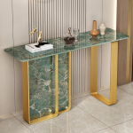 Console Sofa Tables, Modern Entrance Table, Farmhouse Console Table for Living Room, Geometric Designed Accent Table with Metal Base, for Living Room, Entryway, Hallway, Entryway (Green)