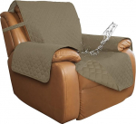 ISSUNTEX Double Protection 100% Waterproof Recliner Covers for Living Room Reversible Furniture Protector Recliner Couch Sofa Slipcover for Dogs Pets Kids (Oversized Lounger, Beige/Beige)