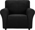 1 St&uuml;ck Stretch Sofabezug Jacquard Diivan Schonbezug (Schwarz, Stuhl)