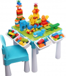 Burgkidz Children&rsquo;s Activity Table with 1 Chair and Storage Space, Large Creative Blocks, Children&rsquo;s Learning Toy / Painting Table, Children&rsquo;s Seat and Table Set.