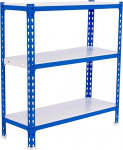 Simonrack Simonclick Heavy Duty Shelving Unit 90 x 80 x 40 cm Metal Shelving Basement Shelf Bending Point 180 kg 3 Shelves Blue/White