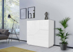 Dmora Modern Sideboard with 2 Geometric Doors, Made in Italy, Kitchen Sideboard, Living Room Design Buffet, cm 79x43h86, Glossy White