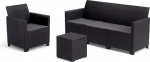 Keter Nora Gartenm&ouml;bel Lounge Set, inkl. Sitzkissen, grau, f&uuml;r 4 Personen, wahlweise 3er Sofa + Sessel v&otilde;i 2x 2-Sitzer Sofa und Tisch