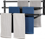 SAYAYO Towel Rail Black Towel Rail Multilayer Guest Towel Holder Wall Mounted Triple Bath Towel Holder for Bathroom and Kitchen 64 cm