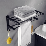 R&auml;tikuriiuli Vannir&auml;tikuhoidja koos 2 r&auml;tikur&ouml;&ouml;bastega Vannitoa r&auml;tikuhoidja K&uuml;lalistekstiili hoidja Roostevabast terasest must seinale paigaldatud SHUNLI