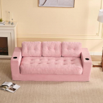 3-kohaline diivan 190cm elutuppa, kondita Corduroy p&otilde;randakattega diivan koos padjadega, k&auml;etoed ja topelt tassihoidjad, seljatoega, ei vaja kokkupanekut, v&auml;ike mini diivan, roosa