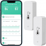 Comboss WiFi Hygrometer/Thermometer Sensor, Wireless Temperature and Humidity Sensor for Indoor and Outdoor Use with Remote App Notification Alarm, Works with the Tuya App, 2 Pack