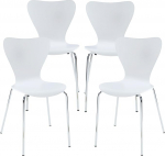 [en.casa] S&ouml;&ouml;gitoa toolid, 4 tooli, Essunga toolid s&ouml;&ouml;gituppa, k&ouml;&ouml;gitoolid, virnastatavad toolid, puit, metalljalad, 80 x 48 x 46 cm, lamamistool, valge/kroomi v&auml;rvi