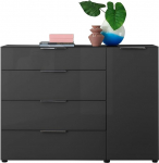 Stella Trading Santorin antratsiitne sahtlikapp klaasist esipaneeliga, antratsiitne kappikorpus klaasist &uuml;lemise riiuliga, palju hoiuruumi ja sahtlitega elutoa jaoks - 135 x 99 x 40 cm (laius)