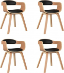 vidaXL s&ouml;&ouml;gitoa toolid, 4 tooli, s&ouml;&ouml;gitoa toolid koos k&auml;etoega, k&ouml;&ouml;gitool, s&ouml;&ouml;gitool, puidust jalad, toolid s&ouml;&ouml;gitoa, k&ouml;&ouml;gi jaoks, must bentwood kunstnahk