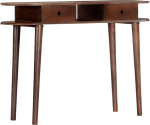 Konsolentisch Schmal, 110x35x77 cm Holz Beistelltisch mit 2 Schubladen und 1 offenem Fach, Flurtisch, Kleiner Ausstellungstisch, Sofatisch f&uuml;r Flur, Foyer, Braunem Finish