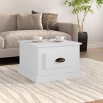 Kohvilaud sahtliga valge 50 x 50 x 35 cm puitmaterjal diivanilaud salongilaud elutoa laud k&uuml;ljelaud sahtliga