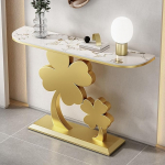 Schmaler, moderner Konsolentisch - Geometrischer Metallrahmen, ideal f&uuml;r Eingangsbereich und Flur - Stilvoller wei&szlig;er Beistelltisch f&uuml;r Wohnzimmer, 80 cm lang, schicke Wohnaccessoires