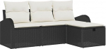 4-teiliges Garten Sofa Set mit Kissen Schwarz Poly Rattan Gartenlounge mudel3359046