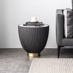 POVISON Modernne kohvilaud 45 cm Hall paekivist kohvilaud PU nahaga ja alumiiniumisulamist alusega