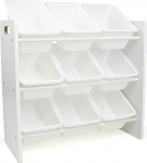 Humble Crew WO517 Children's Shelf, Wooden Toy Shelf Organiser with 9 Storage Boxes, Grey/White