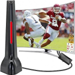 DVBT antenn, DVBT2 antenn koos v&otilde;imendiga sees, Dvb-t2 siseruumide antenn TV jaoks, Wave Max antenn 360&deg; k&otilde;ikjal vastuv&otilde;tt, 4K/1080P HD, ideaalne kohalike saatjate jaoks, magnetiline alus ja 3 m kaabel (Rojo).