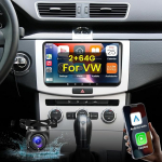 NHOPEEW 2+64G Android 13 autoraadio VW Passat B6/B7 Golf Polo Seat Touran Sharan Skoda Caddy Fabia Octavia koos Carplay & Android Car - 9-tolline raadiotugi WiFi GPS SWC + tagurduskaamera & mikrofoniga