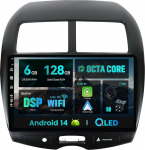 SXAUTO [6GB + 128GB] Android 14 IPS Autoradio Mitsubishi ASX (2010-2019) jaoks - Traadita CarPlay/Android auto - LED kaamera + mikrofon - DAB Fast-Boot rooli 360-CAM AHD DSP BT - 2 DIN 10.1 tolli