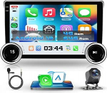4G + 64G Android 15 autoraadio 2 DIN juhtmevaba Carplay Android auto, 10,1-tolline puuteekraaniga autoraadio Bluetooth FM / AM / RDS raadio topeltnupud GPS Wi-Fi link peegeldamine USB tagurdamine
