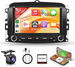 8 s&uuml;damikud 6+128G Android Autoradio Fiat 500L 2013-2019 traadita Carplay 7-tolline puuteekraaniga stereo auto koos Android auto peeglilink Bluetooth FM/RDS/EQ/DSP WiFi GPS navigatsioon SWC tagurduskaameraga