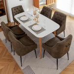 LONXIU Dining Room Chairs Set of 6 with 13 cm Cushion and Rear Lever, Metal Legs, Kitchen Chair, Modern Design, for Kitchen, Dining Room, Living Room, Bedroom (Green)