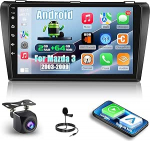 2+64G Androidi autoraadio Mazda 3 2003-2009 juhtmevaba Carplay ja Android autoga - 9-tolline puutetundlik raadio koos WiFi GPS EQ 28 t&ouml;&ouml;laua teemaga + AHD tagantvaate kaamera ja mikrofoniga