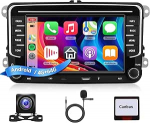 4G + 64G autoraadio VW Golf 5 6 Passat Polo Tiguan Touran Caddy Skoda Seat 7-tolline autoraadio traadita Carplay Android autode peeglilink GPS navigatsioon WiFi Bluetooth FM/RDS/EQ roolijuhtimine