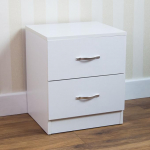 Vida Designs Riano Bedside Table with 2 Drawers, White, Storage Table