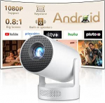 Miniprojektor 4K toetatud, auto keystone korrektsioon WiFi 6 BT, Smart Projector 4K FHD 1080P toetab Android 11.0, projektor mobiiltelefoni v&auml;ike v&auml;ljas 180&deg; p&ouml;&ouml;ratav, &uuml;hilduv USB-ga