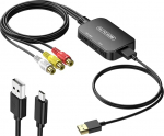 Viagkiki RCA to HDMI Converter, AV to HDMI adapter koos kaabliga, Composite Audio Video Converter PS1, PS2, PS3, STB, Xbox, VHS, VCR, Black-Ray DVD m&auml;ngijad