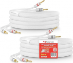 Nakamichi 24K kullatud banaanipistik koos k&otilde;larikaabliga, 99,9% hapnikuvaba vask (OFC), rasked punutud kaablid, CL2 sertifitseeritud - valge (12AWG/10FT/3.0M) 2 tk pakendis