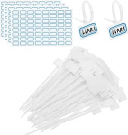 PATIKIL 4-tollised kaablisidemed 200 kaablisideme pakett etiketid nailonist juhtme m&auml;rgistamise etiketid isekohalduvad plastikpaelad kirjutatav koos etikettidega paberiga organisatsiooni kaabli jaoks valge