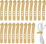 hankekaart Silikon-Kabelbinder, 3 L&ouml;cher, wiederverwendbar, Gummikordel mit Verschlussschnalle, Mehrzweck-Kabelriemen f&uuml;r Zuhause, B&uuml;ro, Reisen, Gold, 20 St&uuml;ck