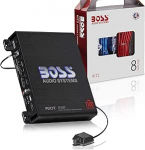 Boss Audio Systems R1100MK autov&otilde;imendi ja 8-m&otilde;&otilde;tmeline juhtmekomplekt - 1100 W maksimaalne v&otilde;imsus, 2-4 Ohmi stabiilne, klass A/B, monoblokk, Mosfet toiteallikas, kaugjuhtimispult