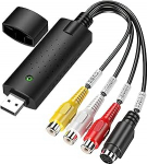 Audio Video Grabber USB 2.0, USB Video Capture Plug & Play Audio Video Converter, videoadapter Hi8 VHS DVD digiteerimiseks koos Scart/AV Converter adapteriga Mac ja