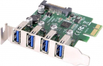 Cablecc Low Profile 4 Ports PCI-E to USB 3.0 HUB PCI Express Expansion Card Adapter 5Gbps for Motherboard